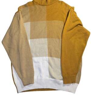 DELUXE Color Block Mock Neck Knit Sweater Men’s XL Y2K Retro Pullover
